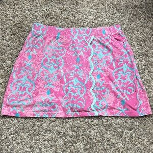 Ana Clare Kassie Trimmed A-Line Skort Pink And Blue Pattern Sz XL